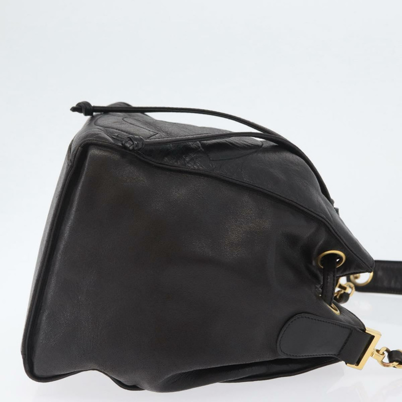 【日本直送】香奈兒 Matelasse 手拿包單肩包 羊皮 黑色 金 CC 標誌 Auth am10781V-2