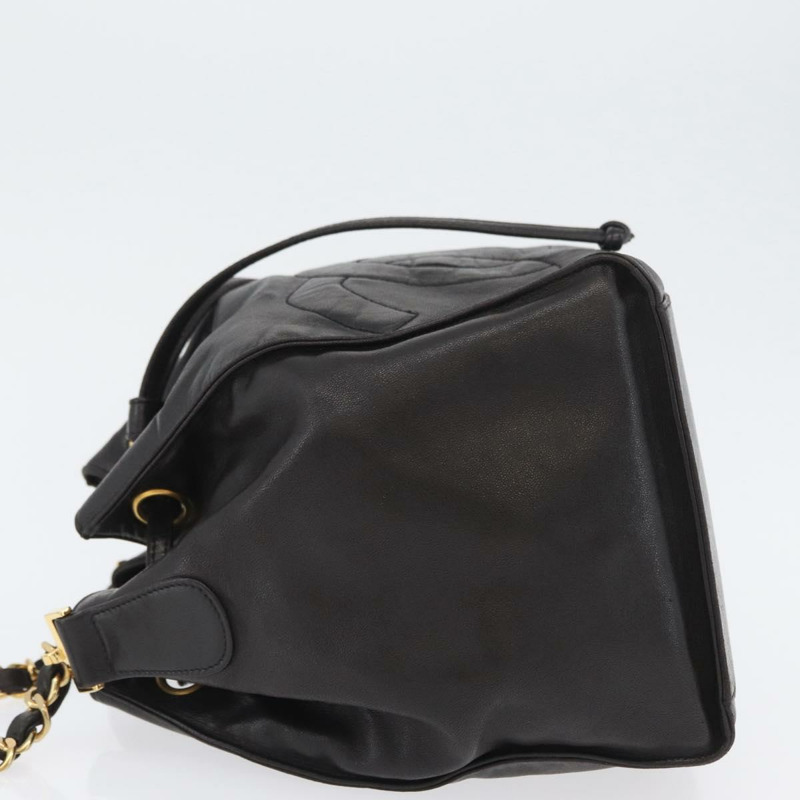 【日本直送】香奈兒 Matelasse 手拿包單肩包 羊皮 黑色 金 CC 標誌 Auth am10781V-3