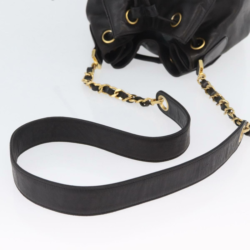 【日本直送】香奈兒 Matelasse 手拿包單肩包 羊皮 黑色 金 CC 標誌 Auth am10781V-6