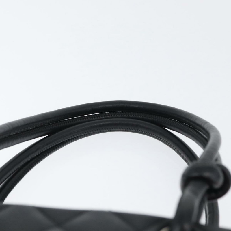 【日本直送】香奈兒 Cambon 系列絎縫手提包,黑色銀色雙C標誌皮革,正品編號 168067SAM-13