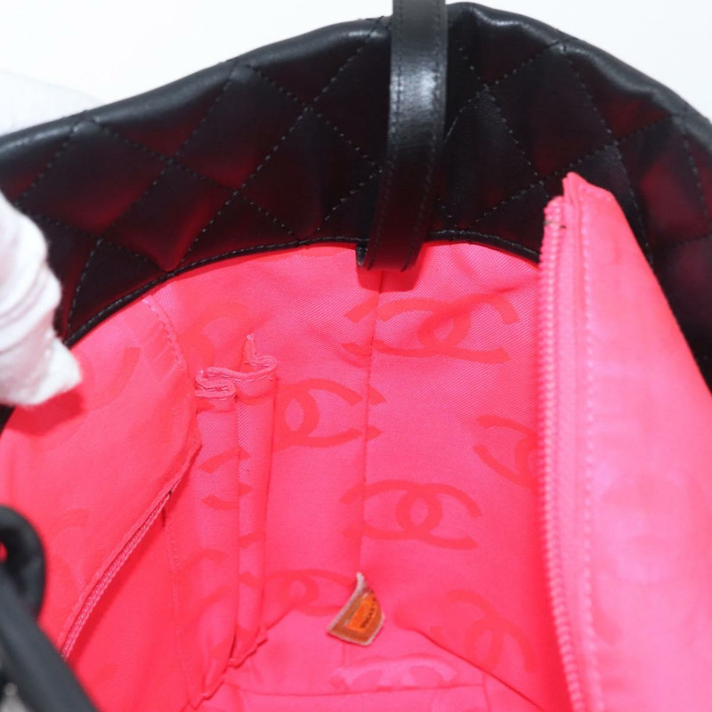 【日本直送】香奈兒 Cambon 系列絎縫手提包,黑色銀色雙C標誌皮革,正品編號 168067SAM-20