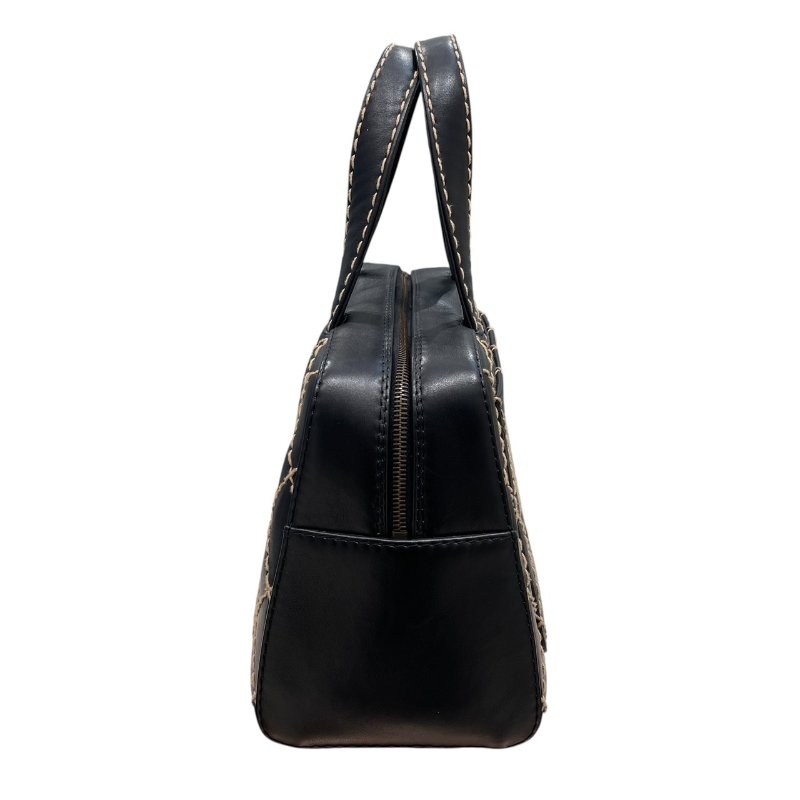 CHANEL 香奈兒 WILD STITCH 波士頓包 皮革 黑色 古銀釦-3