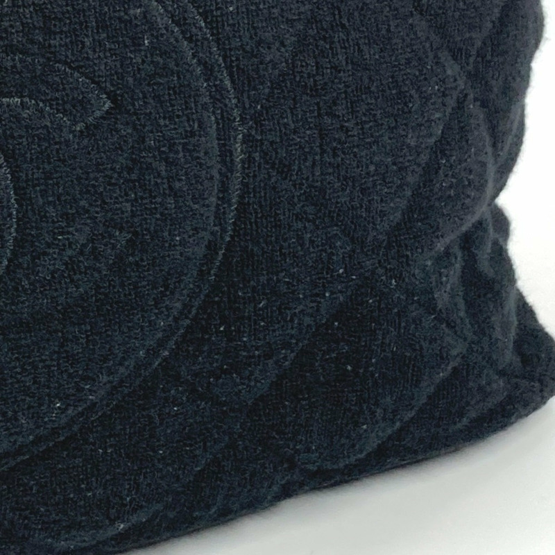 香奈兒沙灘包，絨面，CC標誌，Coco品牌標識，棉質肩帶，女士，黑色-8