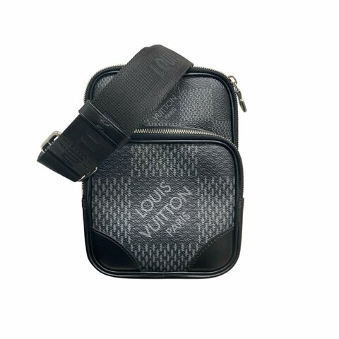 LOUIS VUITTON 路易威登 AMAZONE SLING BAG 棋盤格斜背胸包 灰色 帆布 銀釦