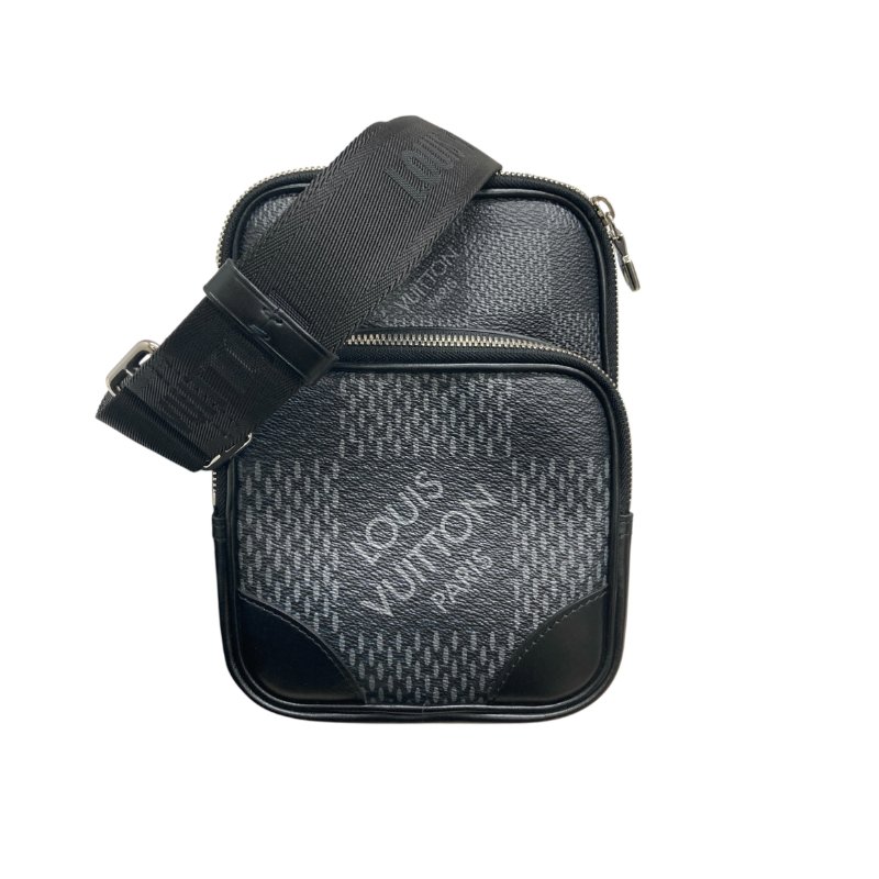 LOUIS VUITTON 路易威登 N50012 AMAZONE SLING BAG 黑格斜背胸包 帆布 銀釦-0