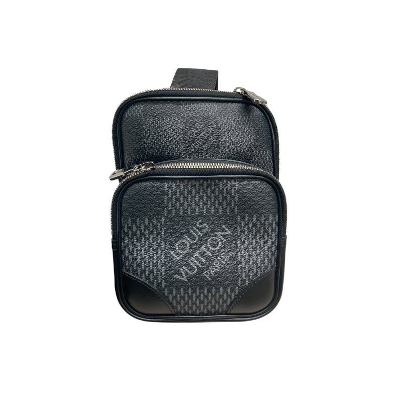 LOUIS VUITTON 路易威登 N50012 AMAZONE SLING BAG 黑格斜背胸包 帆布 銀釦-1