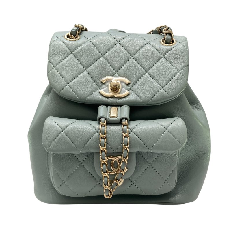 CHANEL 香奈兒 AS3787 Duma Backpack 皮革 後背包 綠色 金釦-0