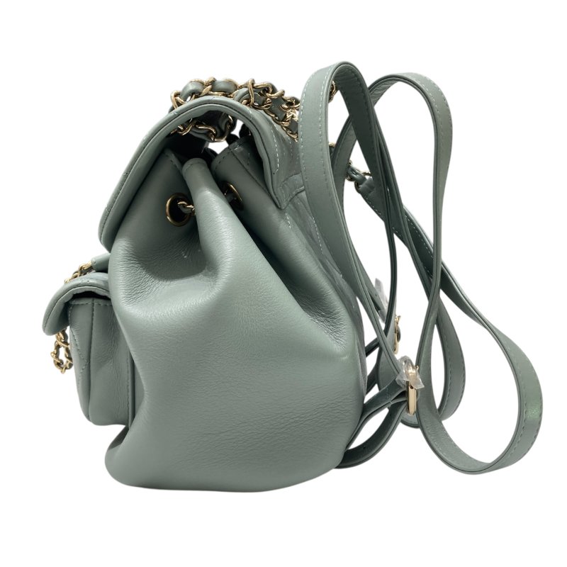 CHANEL 香奈兒 AS3787 Duma Backpack 皮革 後背包 綠色 金釦-2