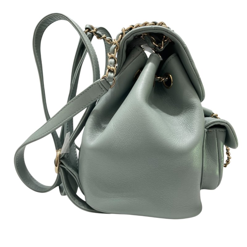 CHANEL 香奈兒 AS3787 Duma Backpack 皮革 後背包 綠色 金釦-3