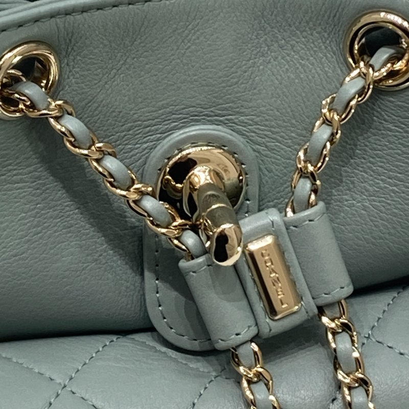 CHANEL 香奈兒 AS3787 Duma Backpack 皮革 後背包 綠色 金釦-13