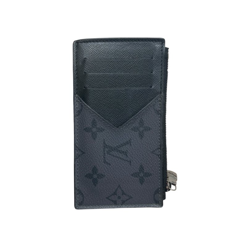 LOUIS VUITTON 路易威登 M69533 MONOGRAM ECLIPSE COIN CARD HOLDER 老花卡夾 黑色 塗層帆布 銀鏈-0