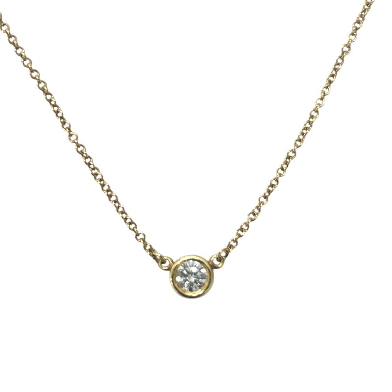TIFFANY & CO. ELSA PERETTI 單鑽項鍊 K18YG 黃K金 鑽石-4