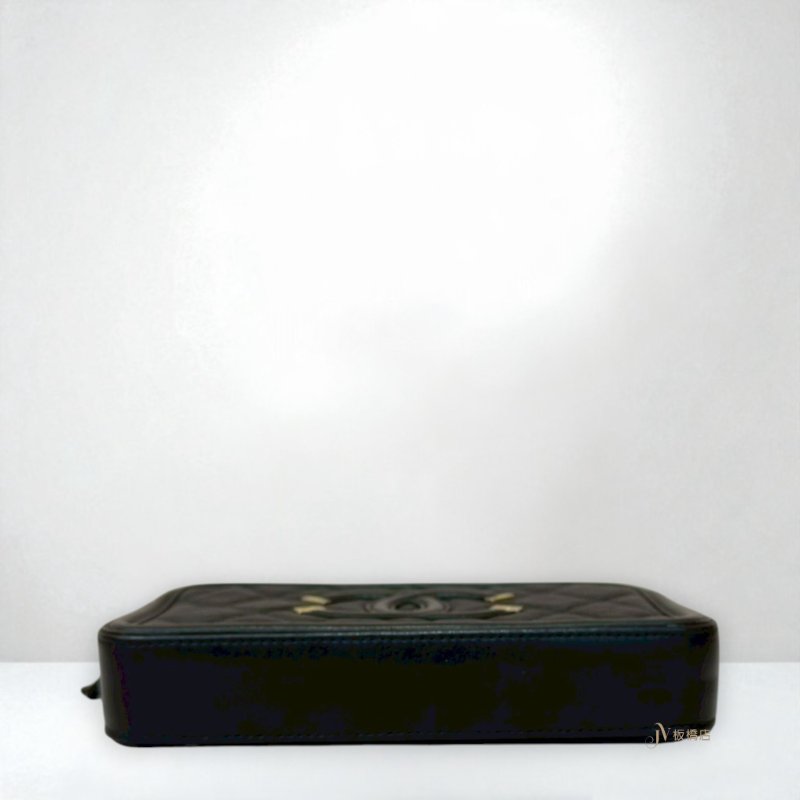 JY0306-CHANEL包包 黑金大雙C荔枝牛皮手機鍊包-4