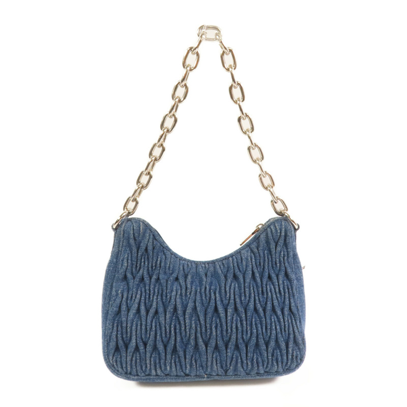 Miu Miu 牛仔布2Way Shoulder Bag銀扣手挽肩背兩用袋-1