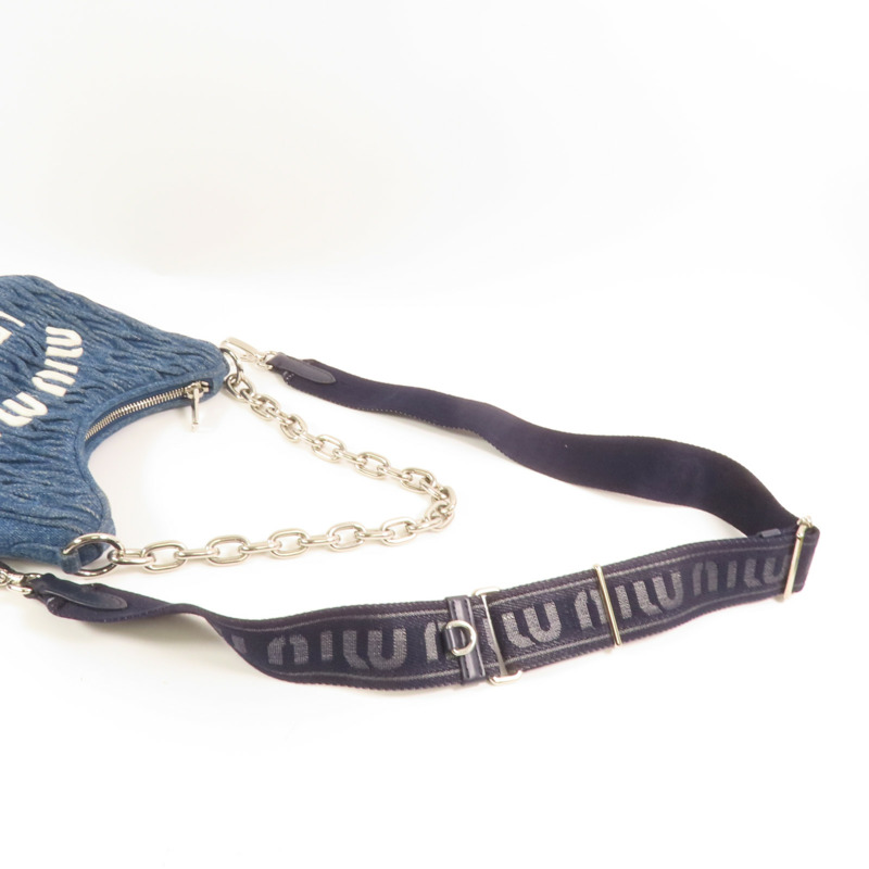 Miu Miu 牛仔布2Way Shoulder Bag銀扣手挽肩背兩用袋-4