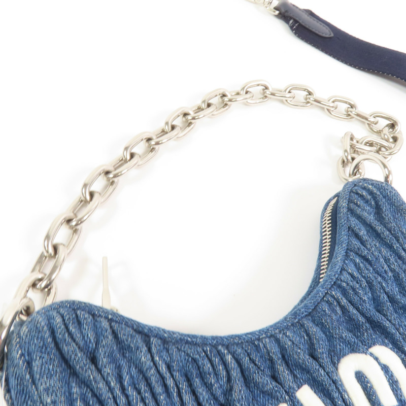 Miu Miu 牛仔布2Way Shoulder Bag銀扣手挽肩背兩用袋-5