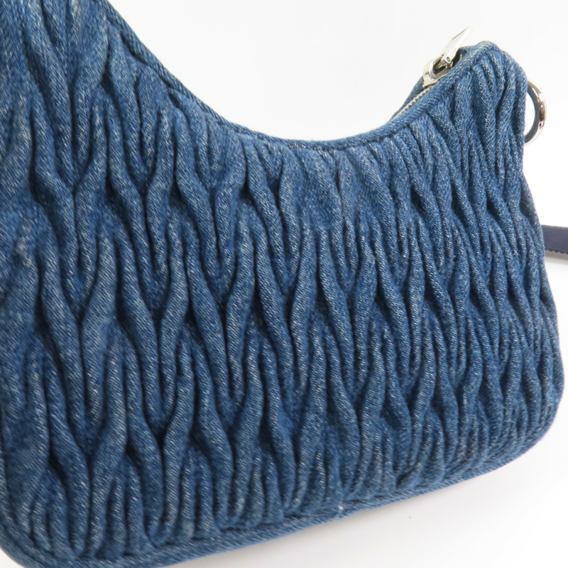 Miu Miu 牛仔布2Way Shoulder Bag銀扣手挽肩背兩用袋-9