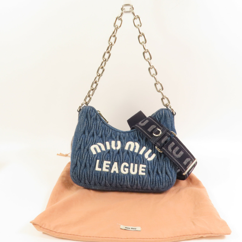 Miu Miu 牛仔布2Way Shoulder Bag銀扣手挽肩背兩用袋-15