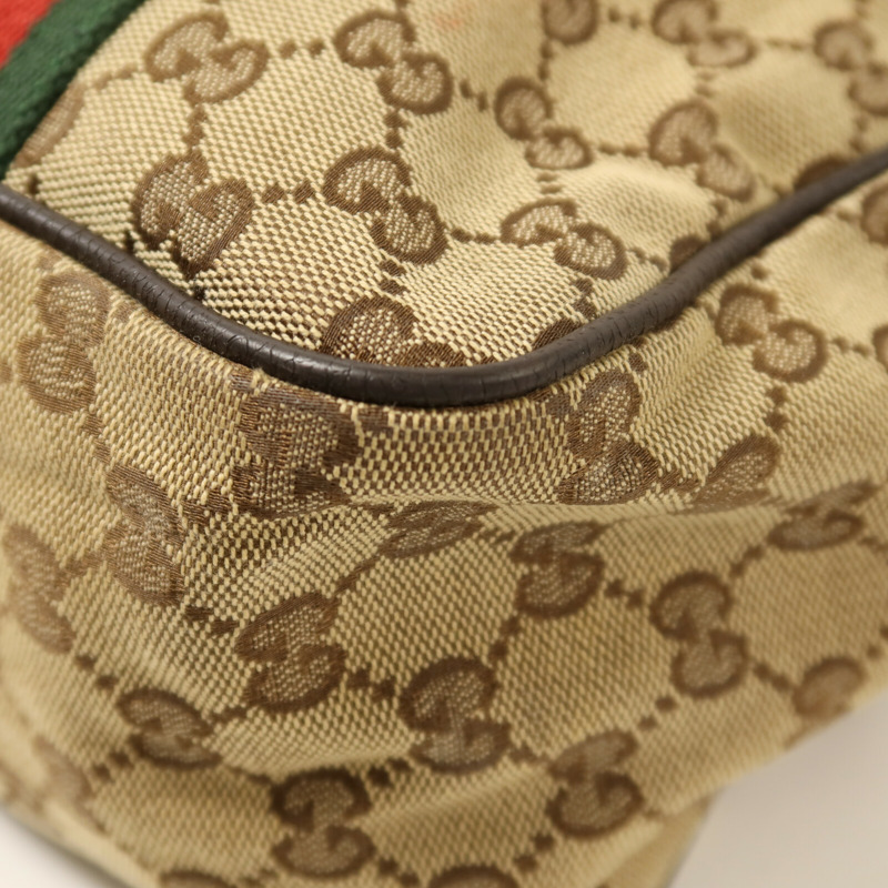 GUCCI 帆布Hand Bag銀扣肩背袋-11