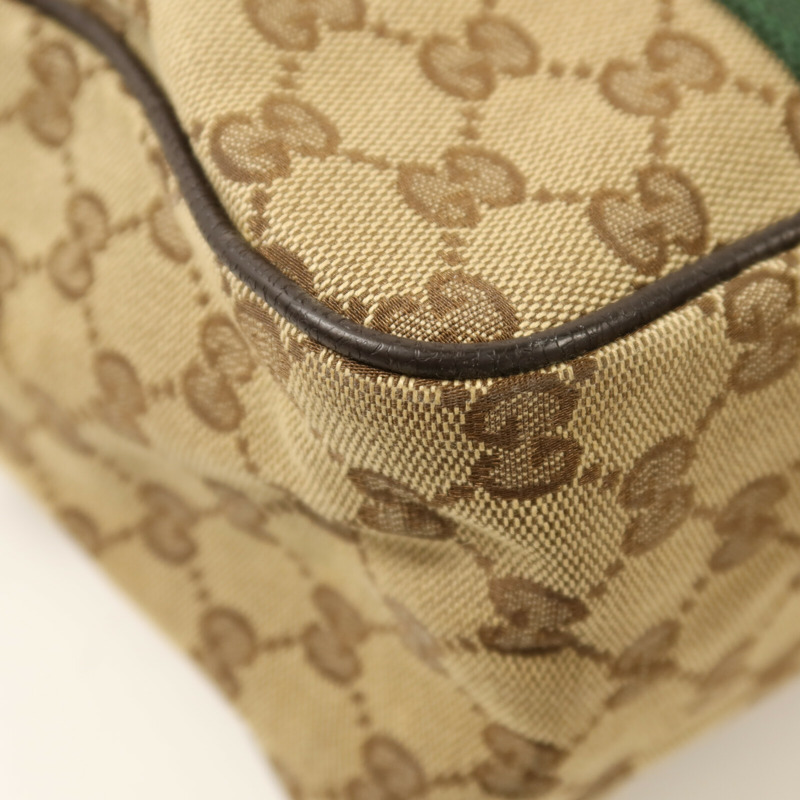 GUCCI 帆布Hand Bag銀扣肩背袋-12