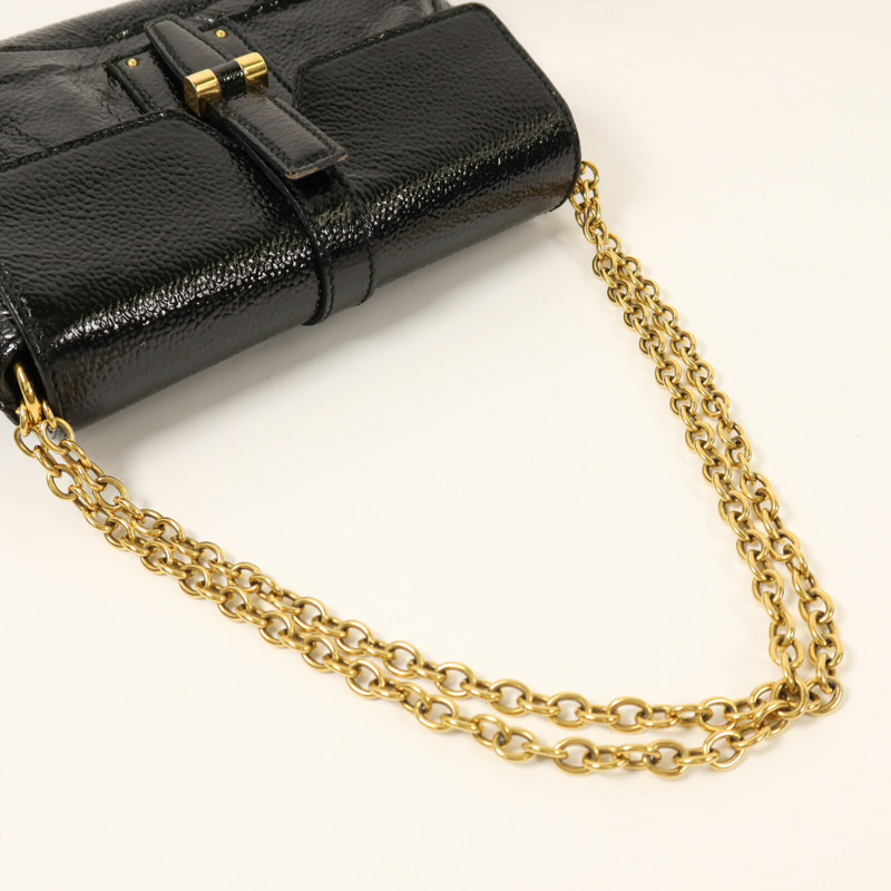 YVES SAINT LAURENT 漆皮皮革Emma Bag金扣鏈帶肩背袋-7