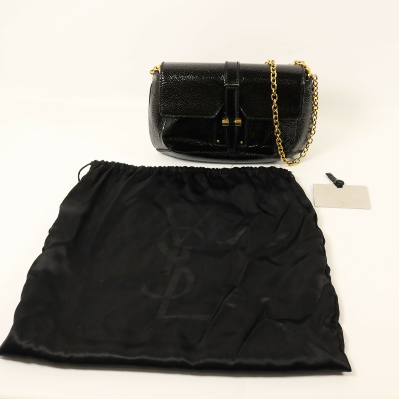 YVES SAINT LAURENT 漆皮皮革Emma Bag金扣鏈帶肩背袋-8