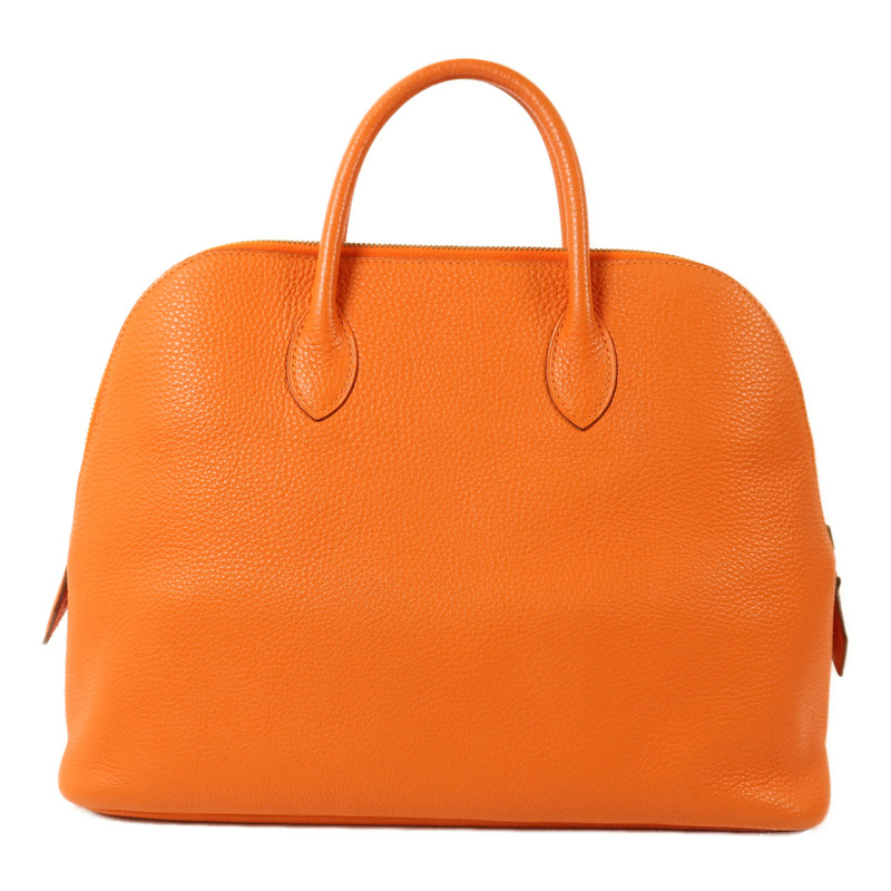 HERMES Clemence皮革Bolide 1923金扣手挽袋Orange-1