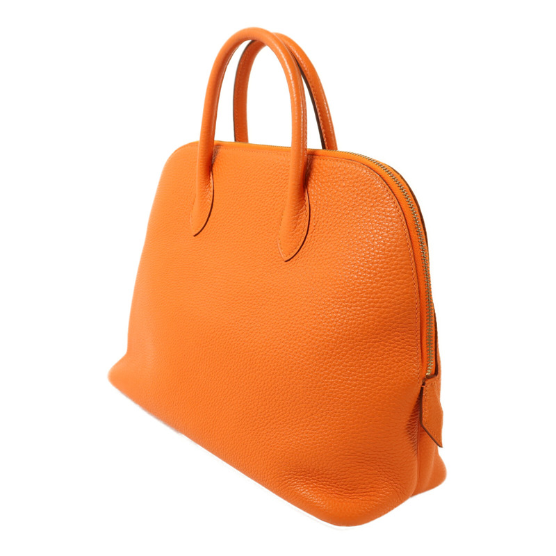 HERMES Clemence皮革Bolide 1923金扣手挽袋Orange-2