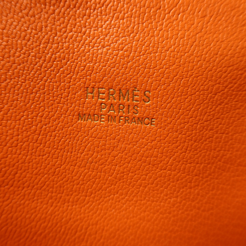 HERMES Clemence皮革Bolide 1923金扣手挽袋Orange-5