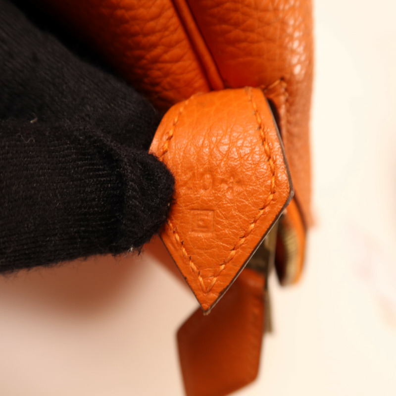 HERMES Clemence皮革Bolide 1923金扣手挽袋Orange-6