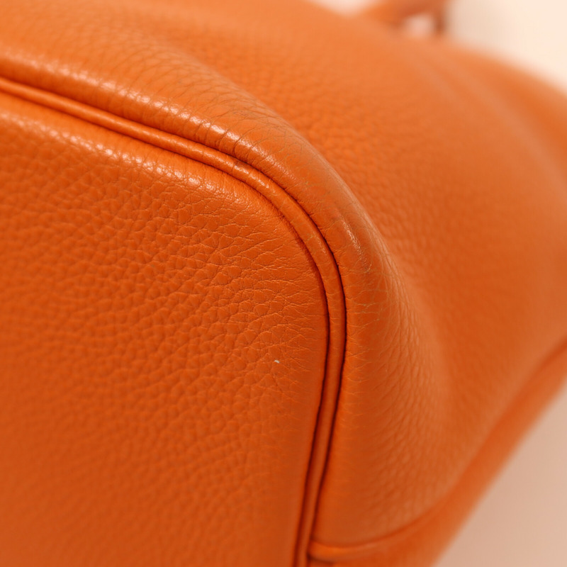 HERMES Clemence皮革Bolide 1923金扣手挽袋Orange-10