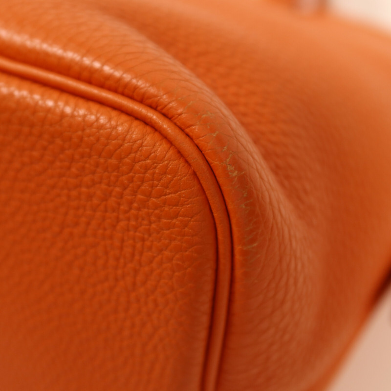 HERMES Clemence皮革Bolide 1923金扣手挽袋Orange-12