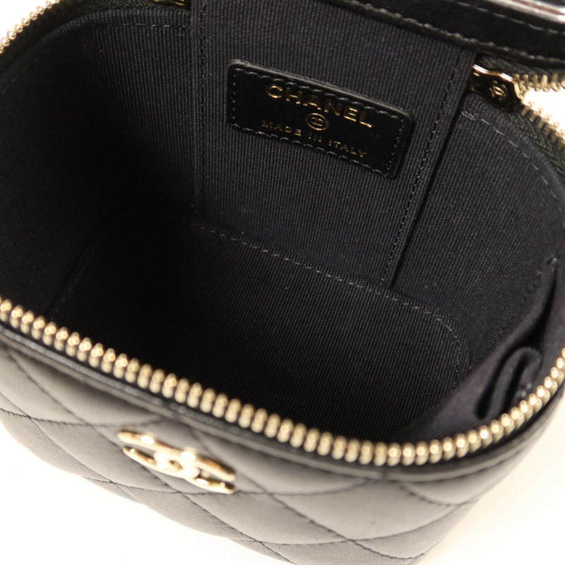 CHANEL 羊皮皮革Mini Pearl Vanity Case金扣鏈帶肩背袋-4