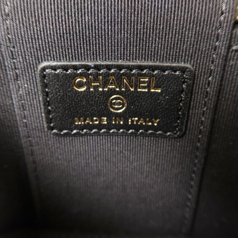 CHANEL 羊皮皮革Mini Pearl Vanity Case金扣鏈帶肩背袋-5