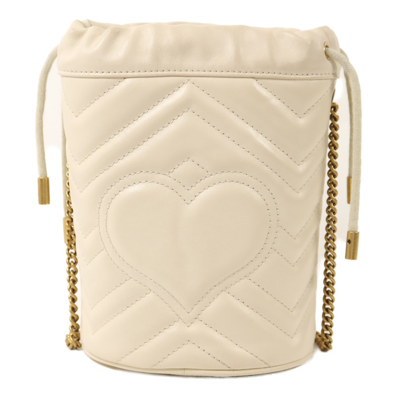 GUCCI 牛皮皮革GG Marmont Bucket Bag金扣鏈帶肩背袋-1