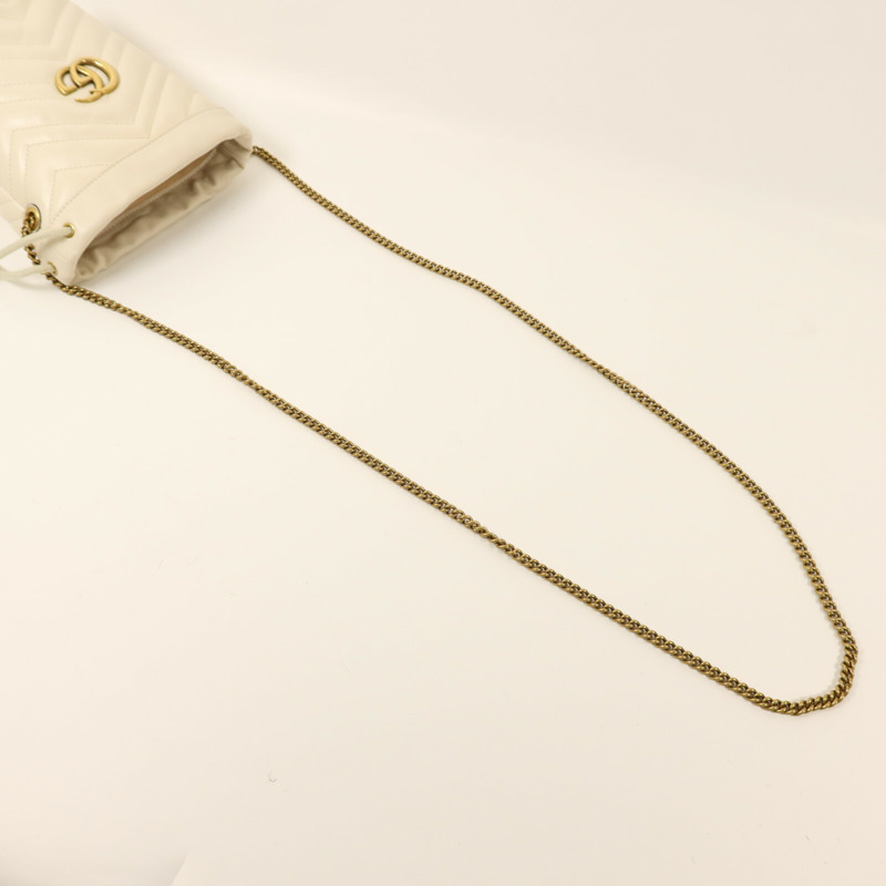 GUCCI 牛皮皮革GG Marmont Bucket Bag金扣鏈帶肩背袋-7