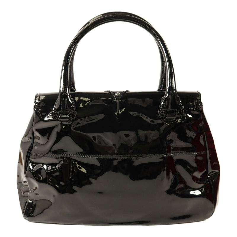 Valentino 漆皮皮革Crystal Catch Satchel銀扣手挽袋-1