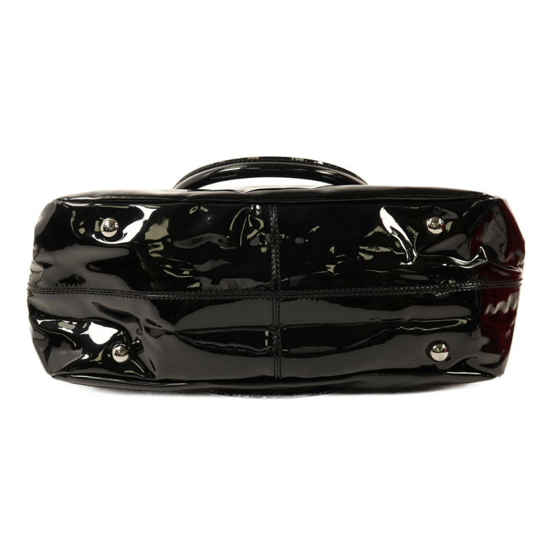 Valentino 漆皮皮革Crystal Catch Satchel銀扣手挽袋-3