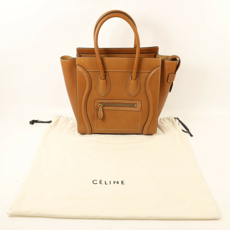 CELINE 牛皮皮革Micro Luggage金扣手挽袋-10