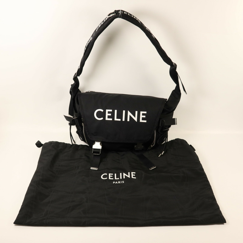 CELINE 帆布Trekking Shoulder Bag銀扣肩背袋-10