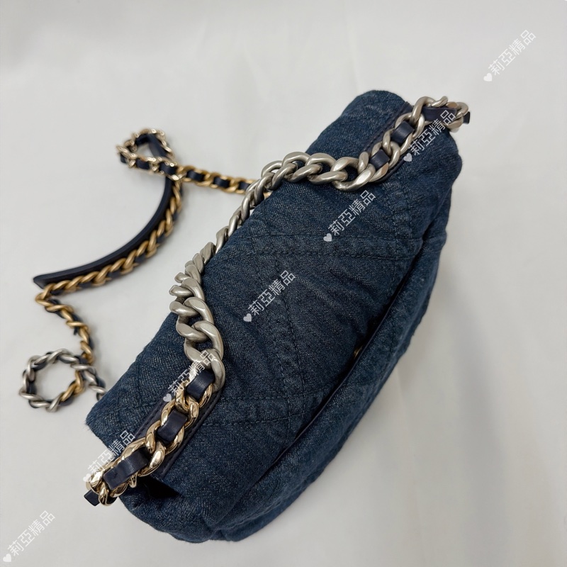 莉亞精品♡ Chanel 19bag 牛仔小號 二手美包-4
