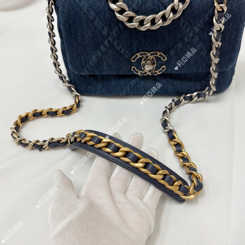 莉亞精品♡ Chanel 19bag 牛仔小號 二手美包-12