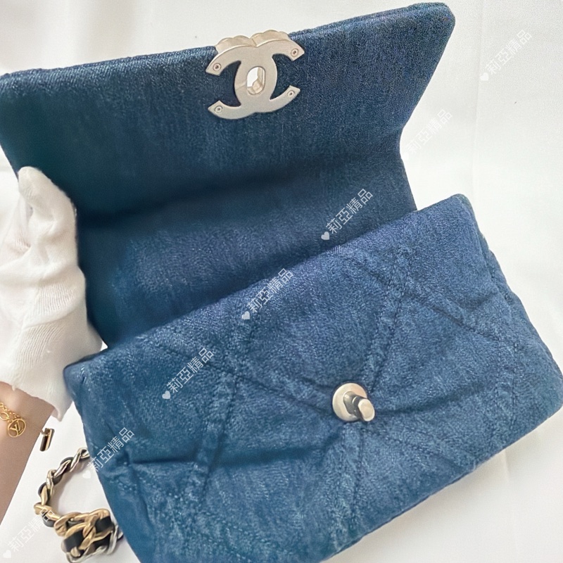 莉亞精品♡ Chanel 19bag 牛仔小號 二手美包-13