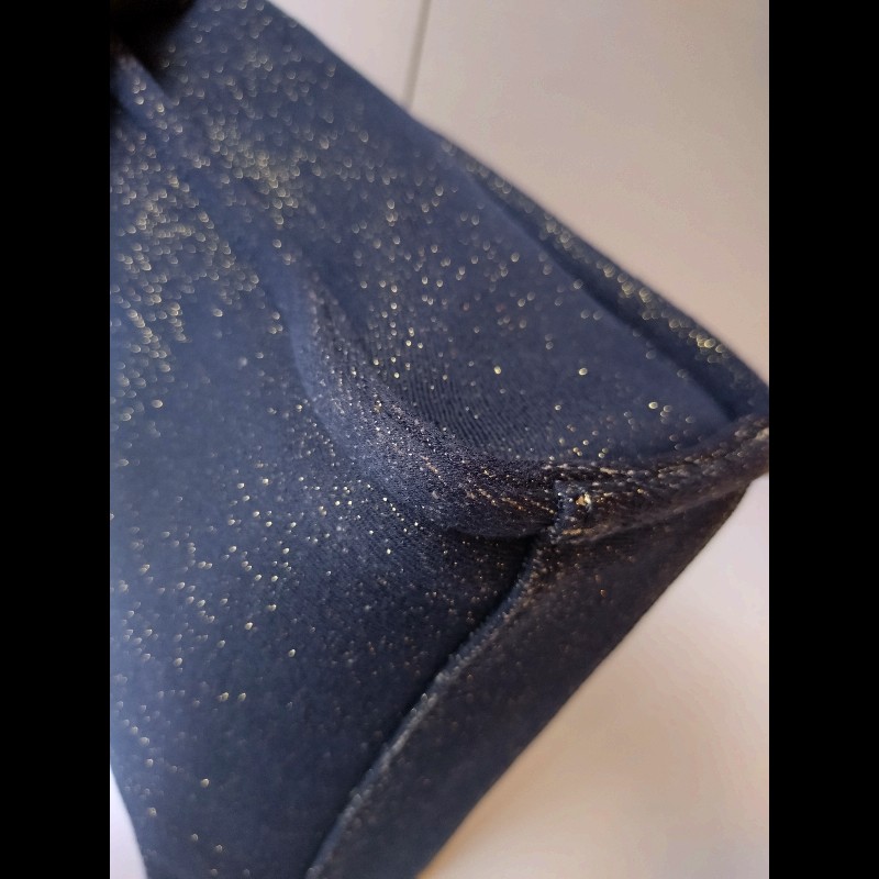 Chanel 深藍布金色字母小號購物包 tote-9