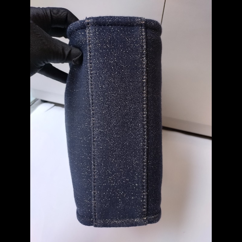 Chanel 深藍布金色字母小號購物包 tote-13