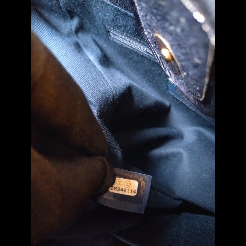 Chanel 深藍布金色字母小號購物包 tote-19