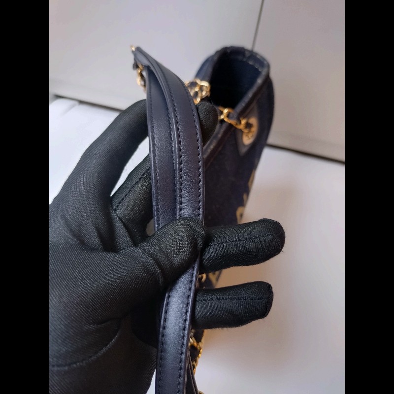 Chanel 深藍布金色字母小號購物包 tote-25