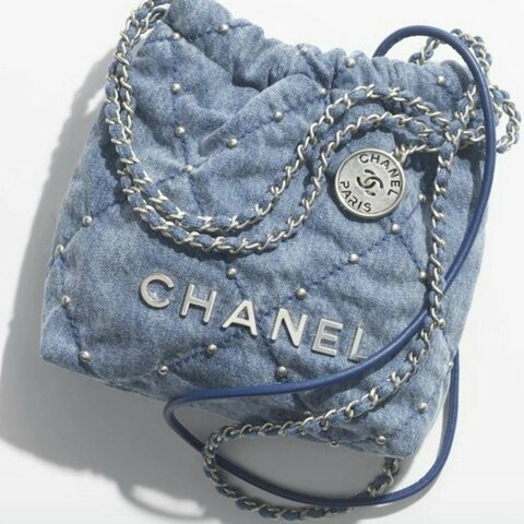 CHANEL香奈兒mini 22bag牛仔丹寧斜背包/ 肩背包/ 手提包