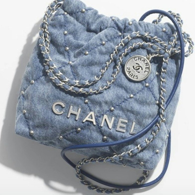 CHANEL香奈兒mini 22bag牛仔丹寧斜背包/ 肩背包/ 手提包-0