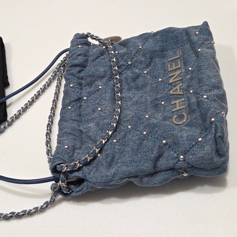 CHANEL香奈兒mini 22bag牛仔丹寧斜背包/ 肩背包/ 手提包-1